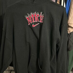 Custom Nike hoodie black and red and white